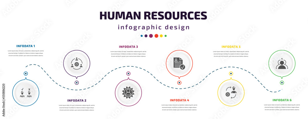 human resources infographic element with filled icons and 6 step or option. human resources icons such as candidates, work team, skills, approved, change management, selection vector. can be used human resources infographic element with filled icons and 6 step or option. human resources icons such as candidates, work team, skills, approved, change management, selection vector. can be used