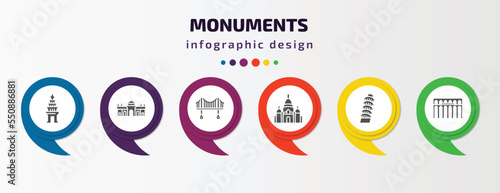 Leinwand Poster monuments infographic element with filled icons and 6 step or option