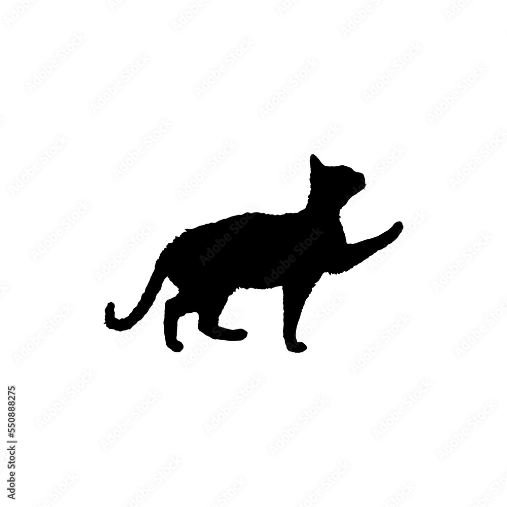 Cat icon. Simple style animal welfare association poster background symbol. Cat brand logo design element. Cat t-shirt printing. Vector for sticker.