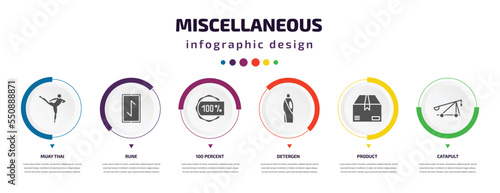 Foto miscellaneous infographic element with filled icons and 6 step or option
