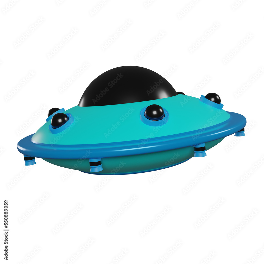 Naklejka premium blue ufo 3d illustration