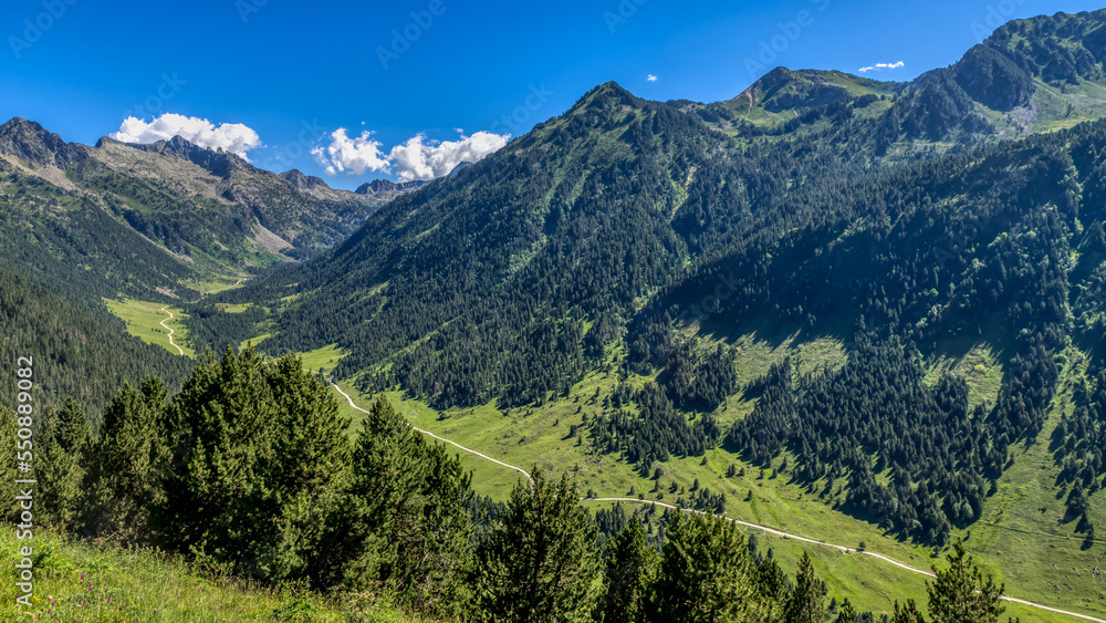 Landscape view on Pyrenees Orientals mountains in Spain