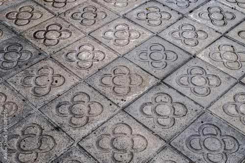 Detail of the sidewalk in Barcelona known as Panot photo
