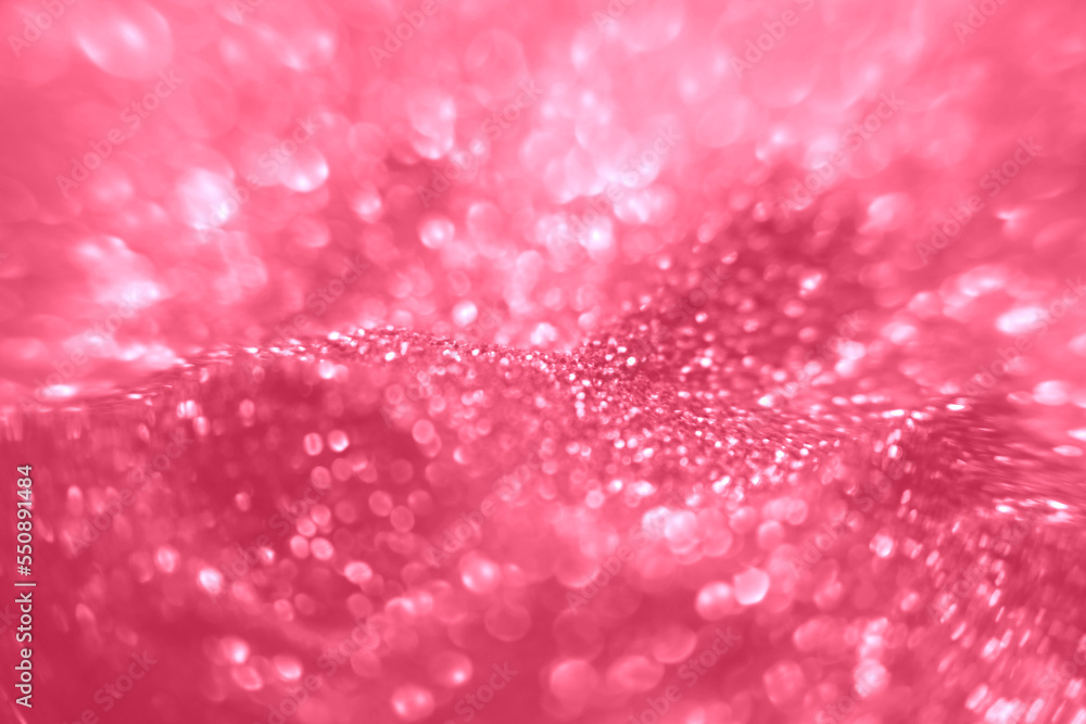 Viva Magenta lights bokeh background, Chrismas lights bokeh. Color of the 2023 year. Blurred and glowing lights. Monochrome bokeh lens effect from lighting spots. Viva Magenta lights bokeh background, Chrismas lights bokeh. Color of the 2023 year. Blurred and glowing lights. Monochrome bokeh lens effect from lighting spots.