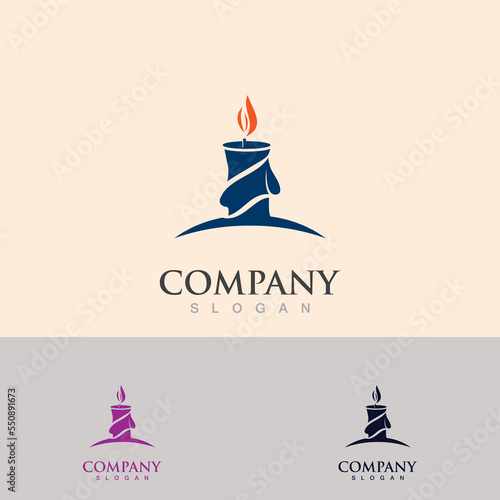 Candle icon burning, simple design style graphic flat line illustration