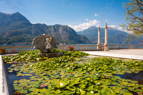 Panoramic view of lake Como in Italy, a popular turist destination photo
