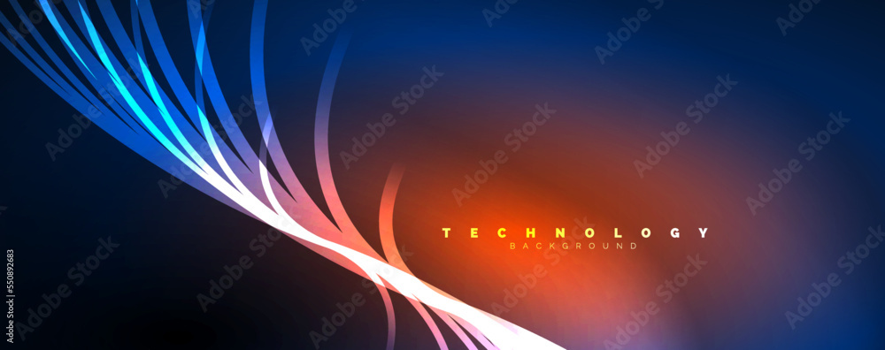 Obraz premium Neon shiny light abstract lines, light beams concept abstract background. Vector Illustration For Wallpaper, Banner, Background, Card, Book Illustration, landing page