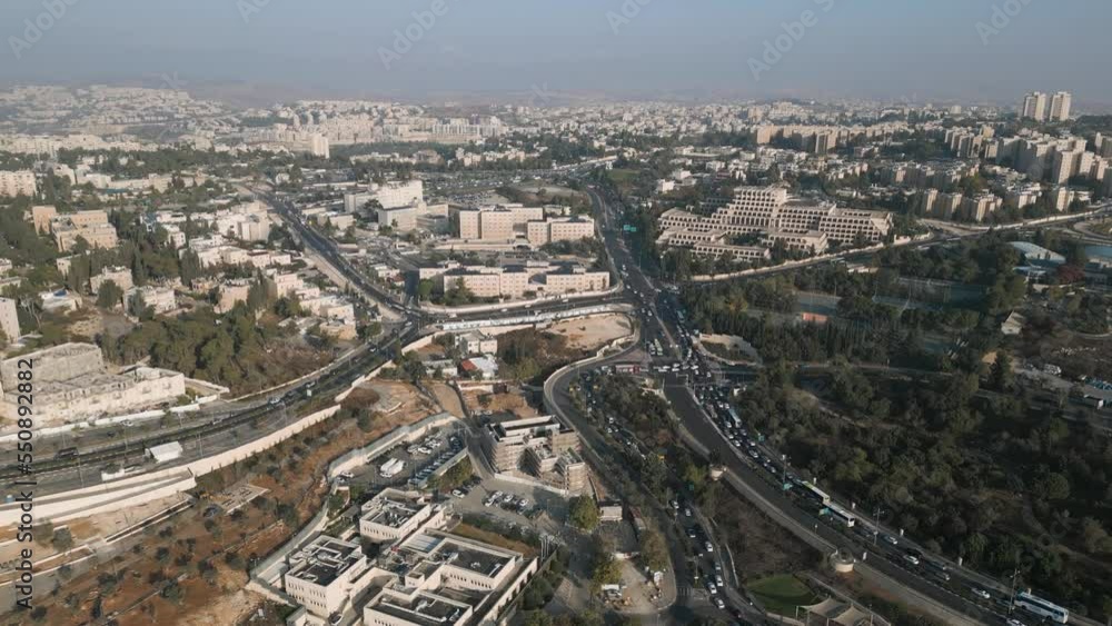Aerial view of the streets of Jerusalem, Israel Aerial view of the streets of Jerusalem, Israel