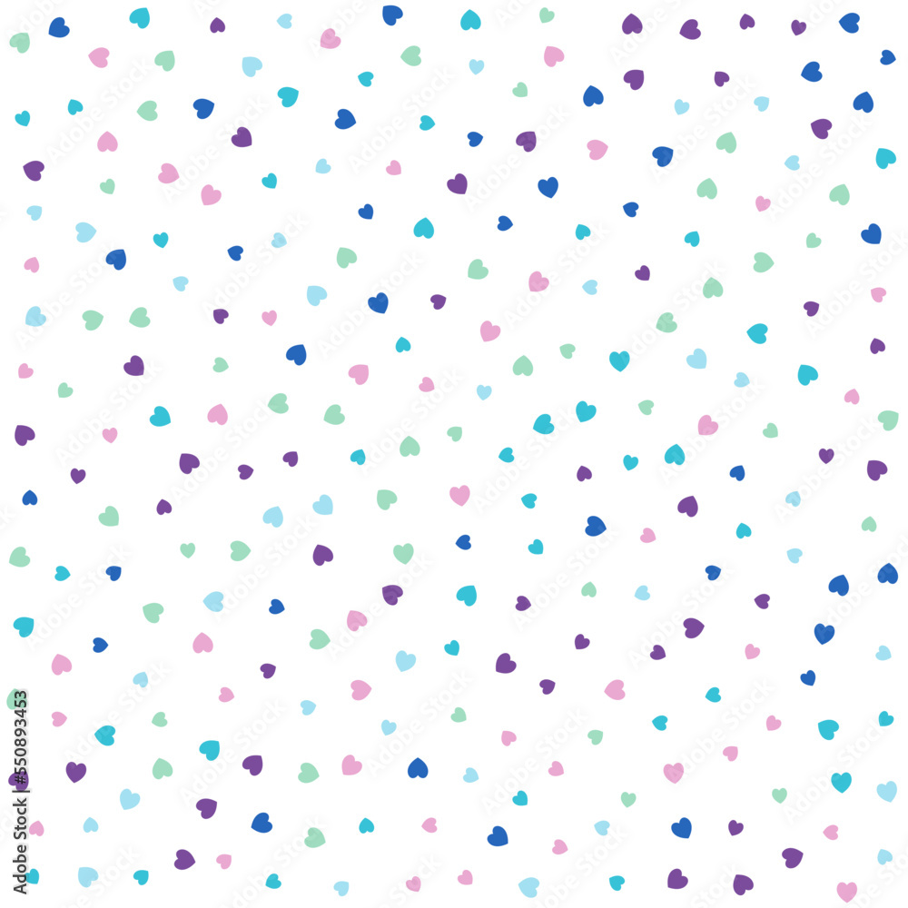 Seamless Hearts Pattern. Cute baby vector background with small hearts, kids girly print, 14 february Valentine backdrop