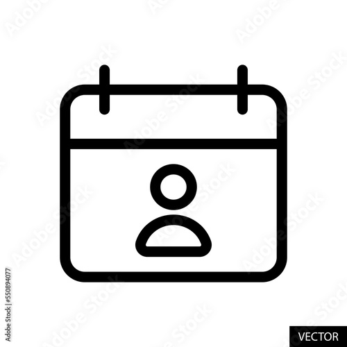 DOB, Date of birth, Day of birth vector icon in line style design for website, app, UI, isolated on white background. Editable stroke. Vector illustration.