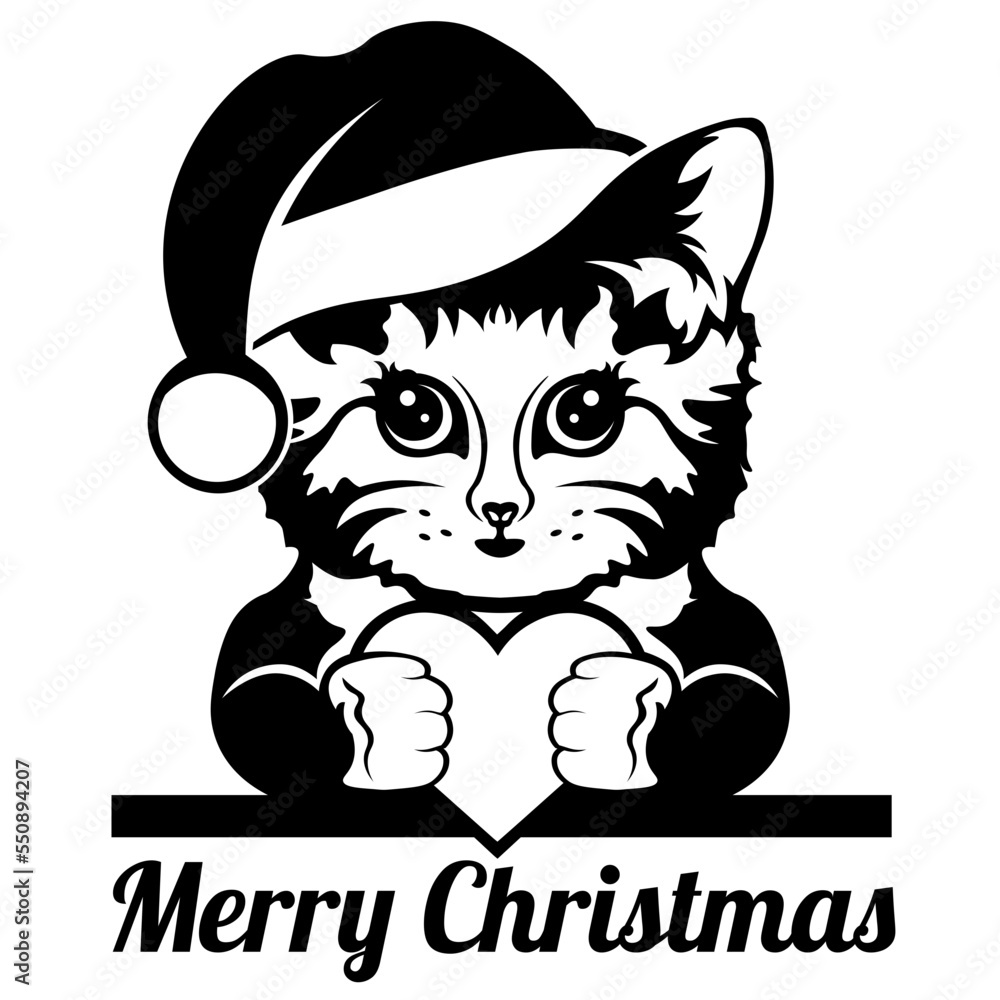 Christmas Cat SVG, Cat Heart SVG, Cat SVG, Cat Silhouette, Christmas