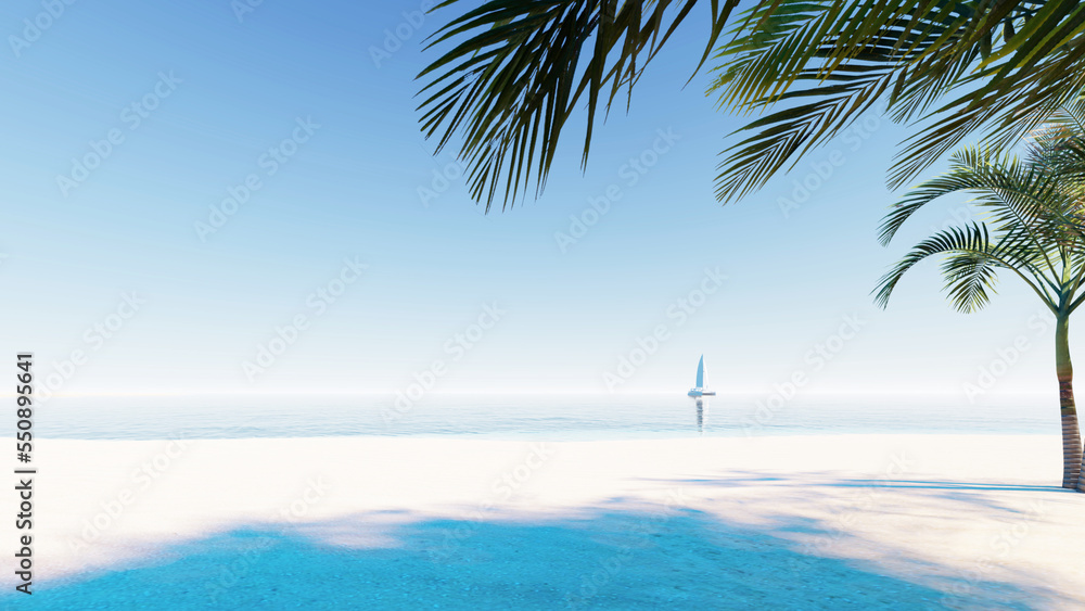 Coconut palm trees against blue sky and beautiful beach. Vacation holidays background wallpaper. View of nice tropical beach.
Coconut palm trees against blue sky and beautiful beach. Vacation holidays background wallpaper. View of nice tropical beach.