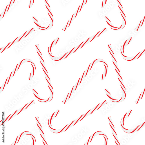Seamless pattern Realistic Christmas candy isolated on white background. Vector illustration. Top view icon. Template for a greeting card for Christmas and New Year.