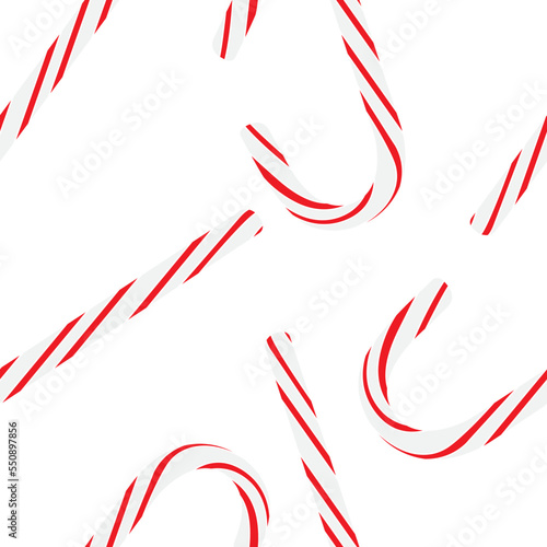 Seamless pattern Realistic Christmas candy isolated on white background. Vector illustration. Top view icon. Template for a greeting card for Christmas and New Year.