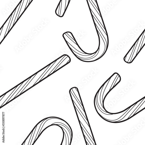 Seamless pattern Realistic Christmas candy isolated on white background. Vector illustration. Top view icon. Template for a greeting card for Christmas and New Year.