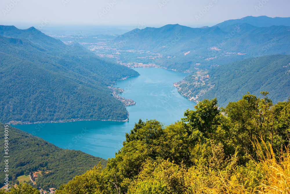 Beautiful mountain lake with a bridge in Switzerland Beautiful mountain lake with a bridge in Switzerland