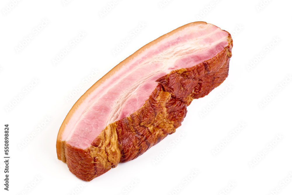 Smoked pork brisket, isolated on white background. Smoked pork brisket, isolated on white background.