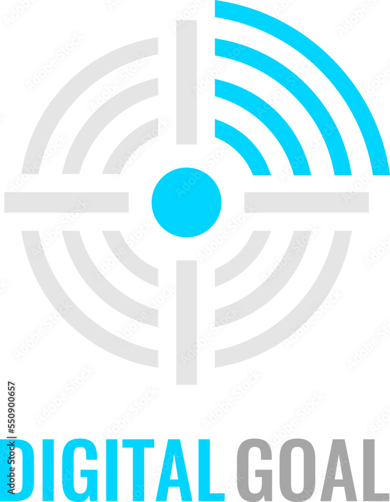 Digital goal icon with wifi signal wave Digital goal icon with wifi signal wave