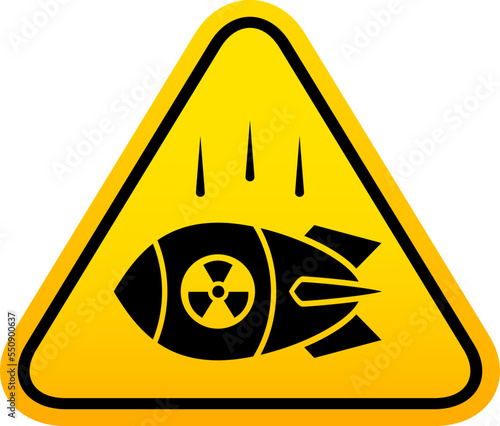 Atomic warfare hazard yellow warning sign