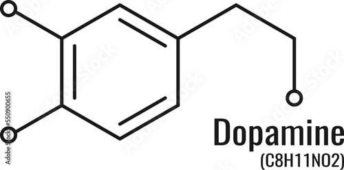 Dopamine molecule, chemical formula
