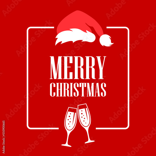 Merry Christmas greeting card design, vector cartoon
