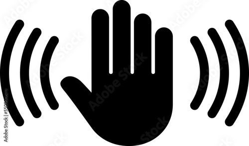 Hand wave icon, motion sensor pictogram
