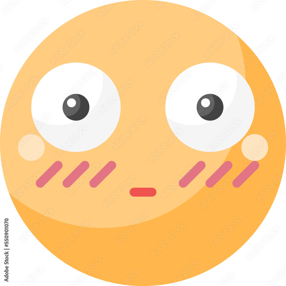 Shy Flushed Cheeks Smiley Emoticon Face flat icon Stock Vector Adobe