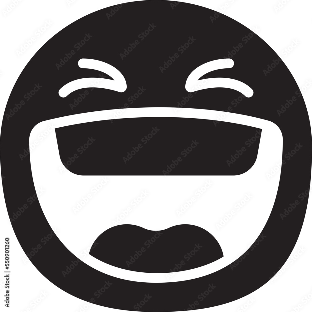 Grinning Squinting Open Mouth Smiley Emoticon Face glyph solid icon Grinning Squinting Open Mouth Smiley Emoticon Face glyph solid icon