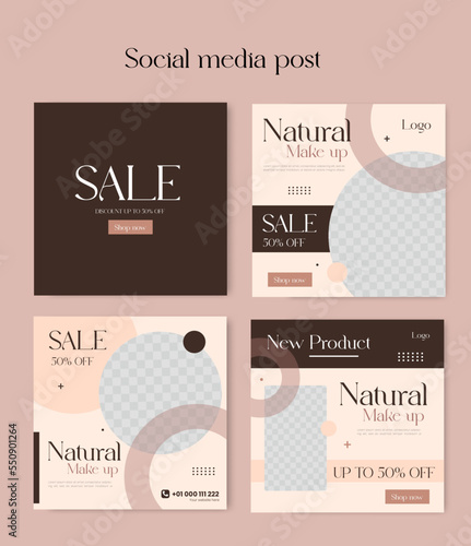 Flat makeup artist social media post post collection