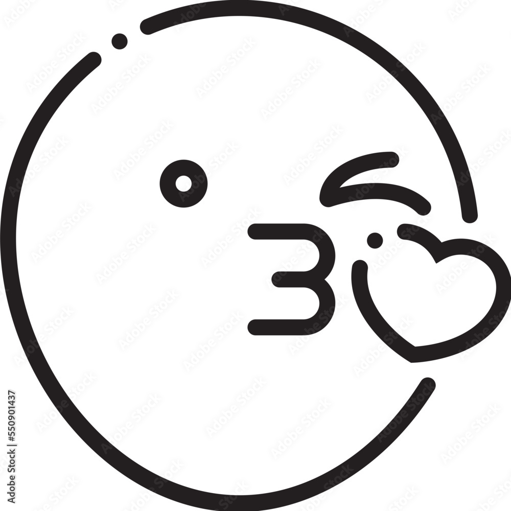 Blowing a Kiss Smiley Emoticon Face line icon Blowing a Kiss Smiley Emoticon Face line icon