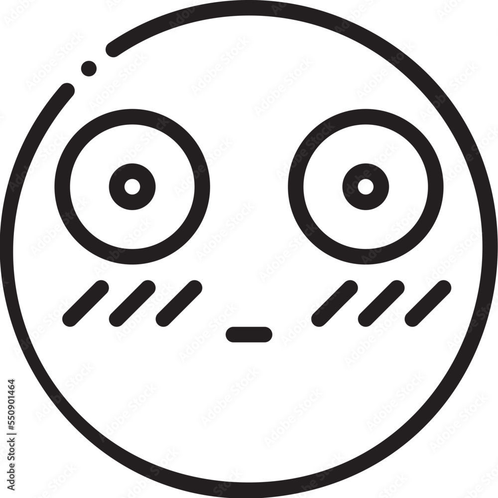 Shy Flushed Cheeks Smiley Emoticon Face line icon Stock Vector Adobe