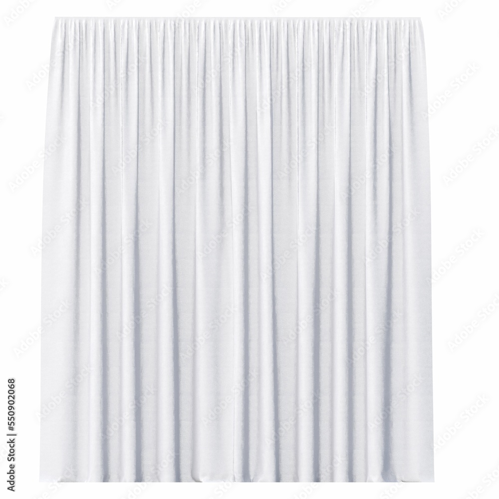 Obraz premium curtain isolated on white background, interior furniture, 3D illustration, cg render