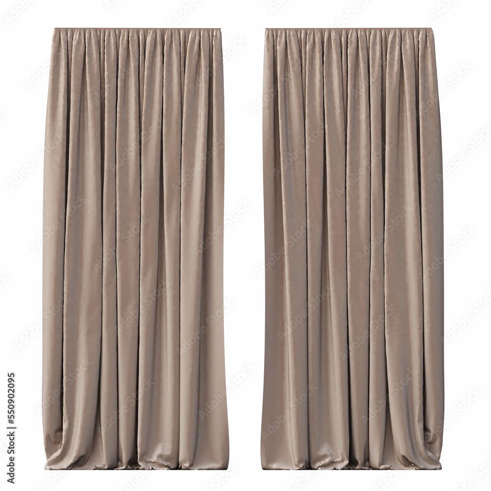 curtain isolated on white background, interior furniture, 3D illustration, cg render curtain isolated on white background, interior furniture, 3D illustration, cg render