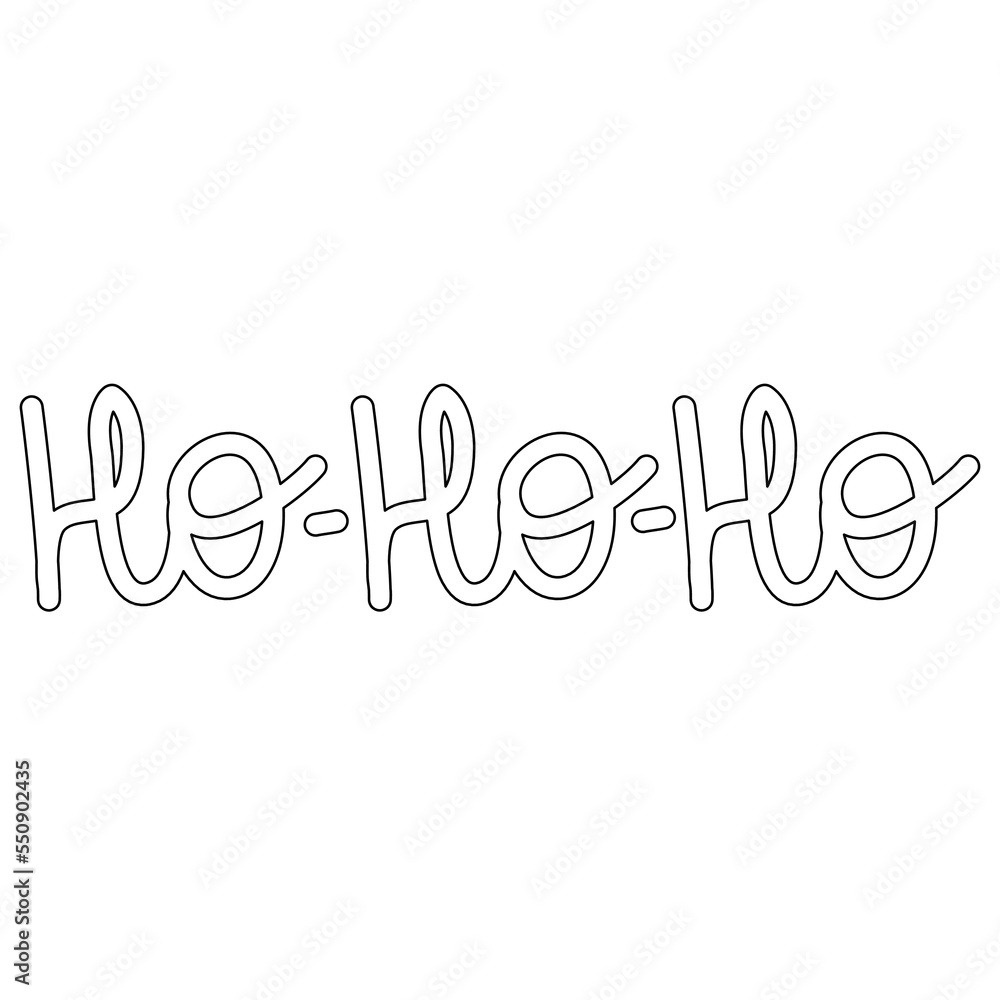 Hand drawn Ho ho ho lettering, doodle style flat vector outline for coloring book