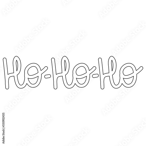 Hand drawn Ho ho ho lettering, doodle style flat vector outline for coloring book