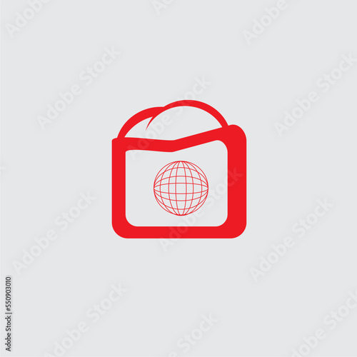 the bag logo icon symbol in the middle is a global circle
