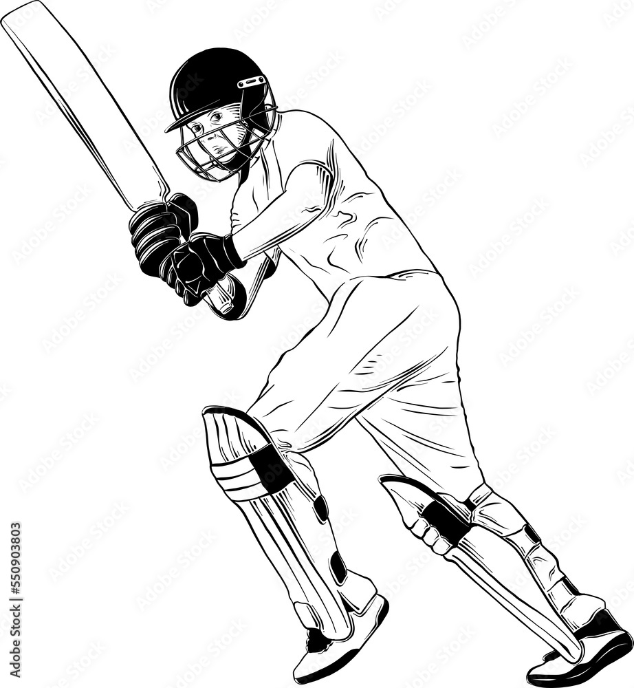 How to draw a cricket player