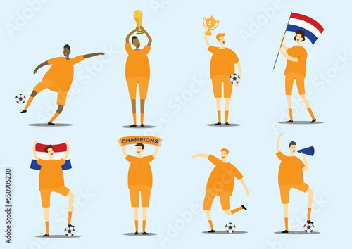 Vector of Holland Football Fans and Supporters Characters For Soccer Event