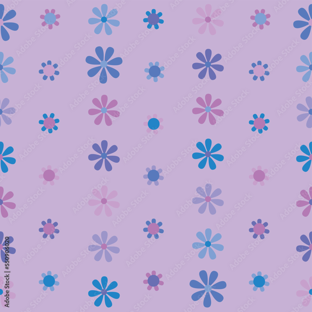 Seamless diaper pattern composed of floral. Blue and purple small flowers are used as elements, suitable for background and wrapping paper design. Seamless diaper pattern composed of floral. Blue and purple small flowers are used as elements, suitable for background and wrapping paper design.