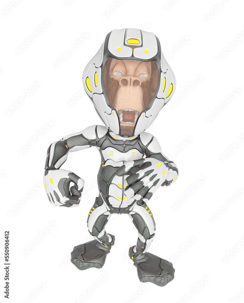 chimpanzee astronaut in a dominant pose top view chimpanzee astronaut in a dominant pose top view