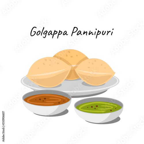 Golgappa pannipuri puchka indian snack illustration vector