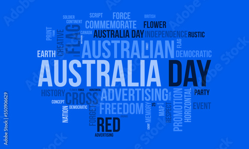 Australia Day word cloud background. Federal awareness Vector illustration design concept.