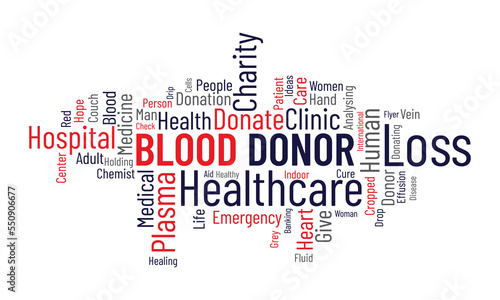 Blood Donor word cloud background. Health awareness Vector illustration design concept.