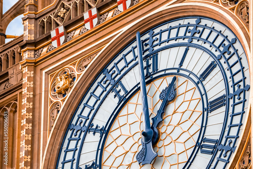 Close up view of the Big Ben clock tower and Westminster in London. Amazing details after renovation of the Big Ben.