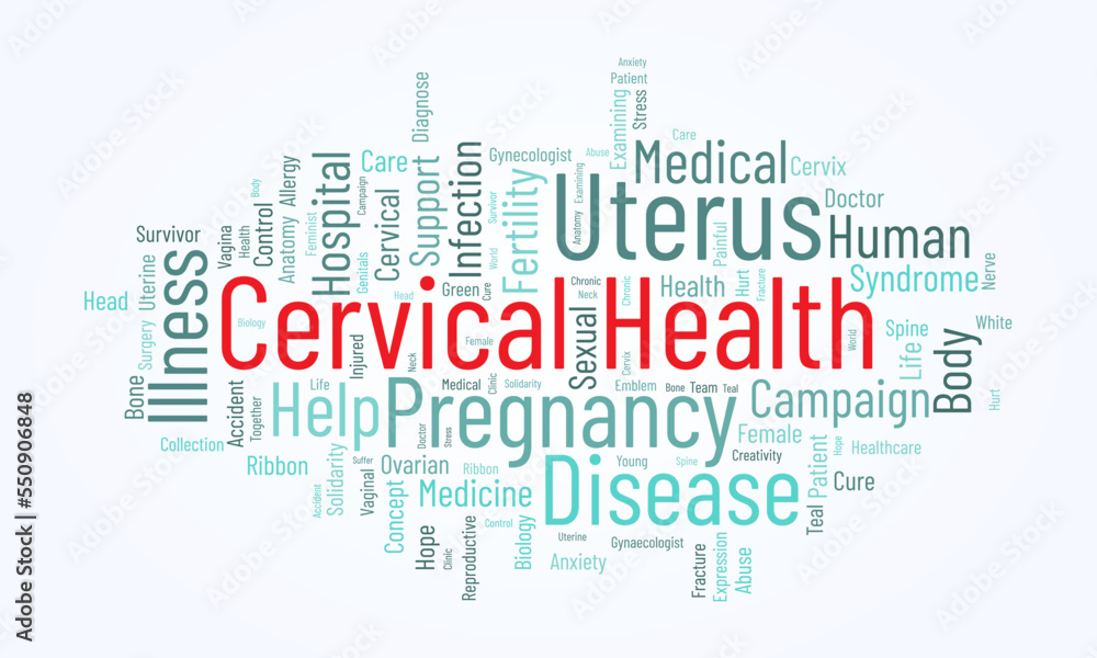 Fototapeta premium Cervical Health word cloud background. Health awareness Vector illustration design concept.