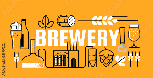Brewery Beer icon vector. Bottles industry line