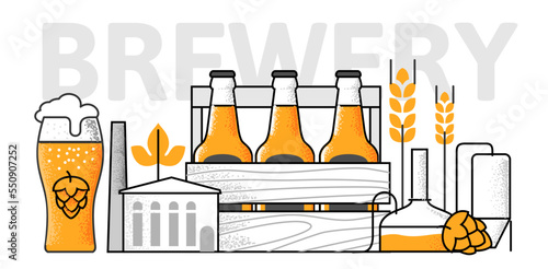 Beer box icon. Bottles industry Brewery line