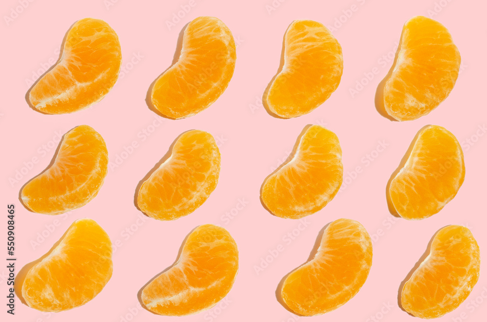 pattern with slices mandarin, close up pattern with slices mandarin, close up