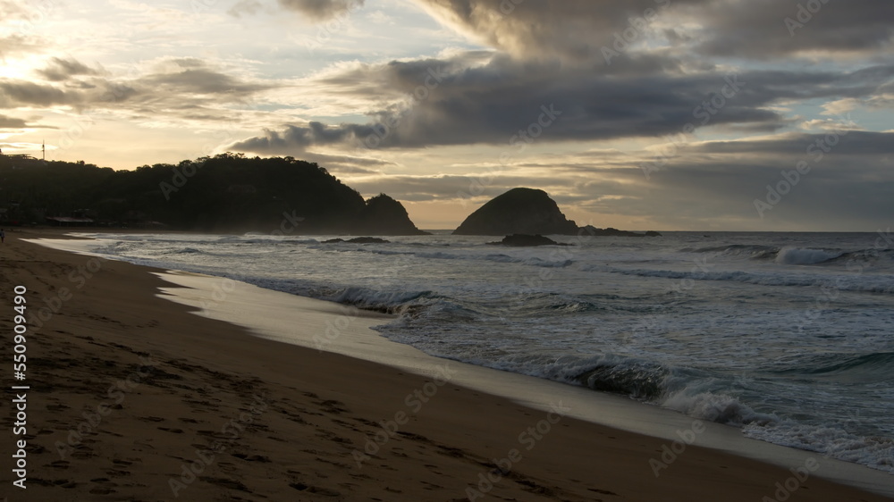 Sunrise at the beach in Zipolite, Mexico