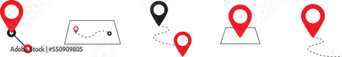 Location pin map line icon set. Compass, map, distance, direction minimal vector illustration.